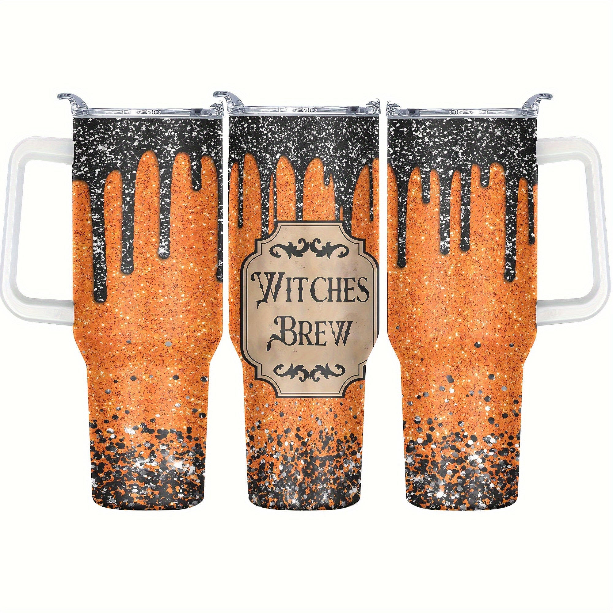 Qo'ltiq va solg'ichli zanglamas po'latdan yasalgan tumbler, Halloween, Rojdestvo, Otalar va Onalar kunlari kabi bayramlarda sovg'a uchun mukammal. Noto'xir, oqmas dizayn, 40oz sig'im.