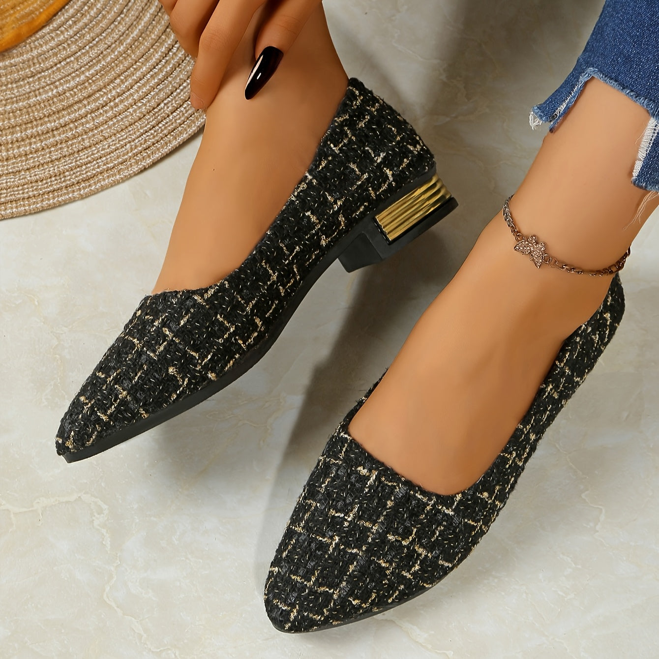 Women's Petite Flat Shoes Soft Heel Slip-On Pointed Toe Spring Autumn