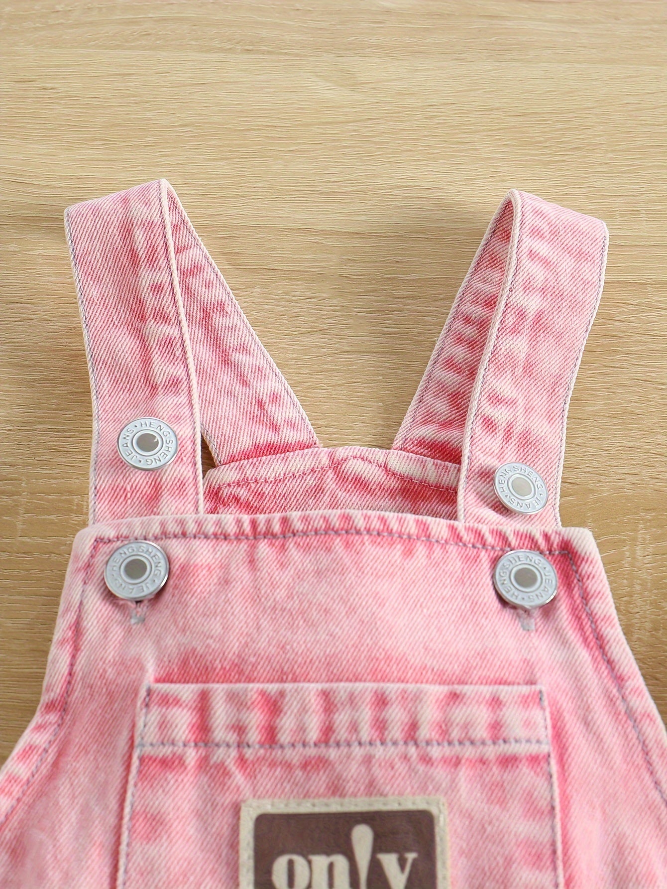 Baby Girl Denim Overalls with Alphabet Pattern Ripped Details Cotton Blend Spring Fall