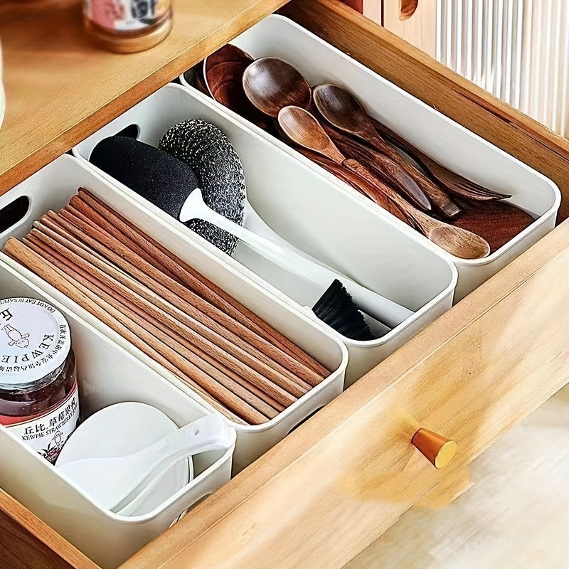 Set of 5 Plastic Storage Bins with Handles for Home Office Wardrobe Organization