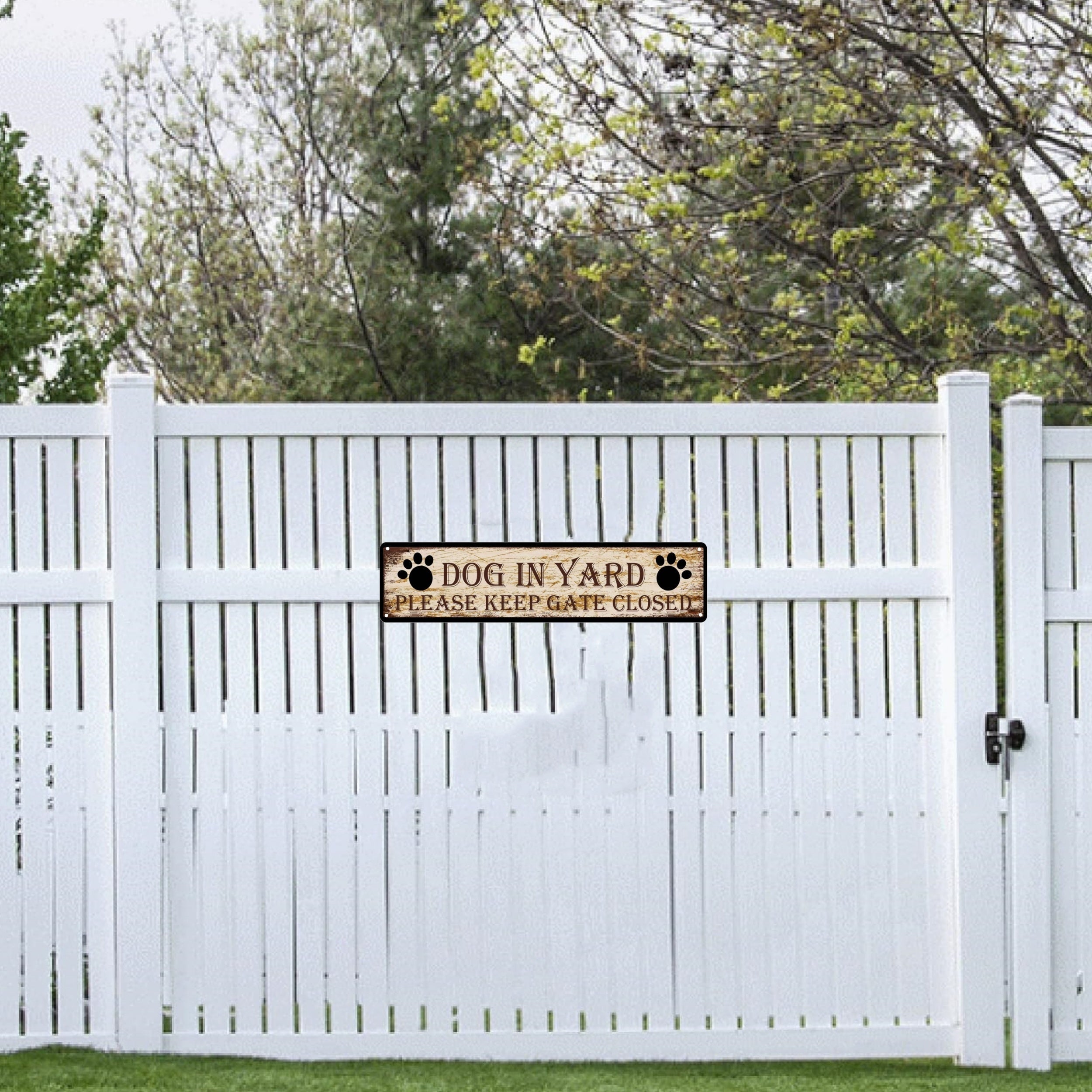 Cartel de metal vintage perro en el jardín decoración para el hogar 40cm x 10cm arte de pared de granja