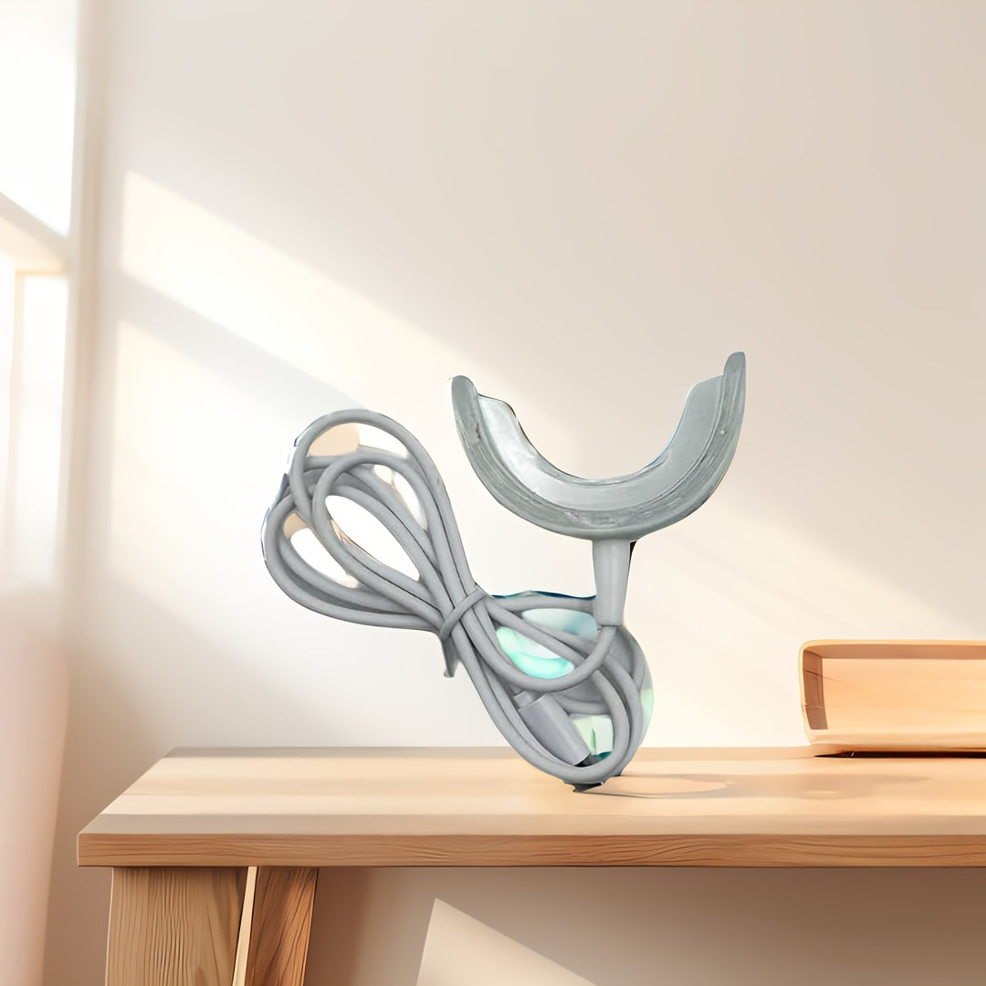 Havodorsiz USB-quvvatlangan portativ tishlarni oqartirish to'plami, erkaklar va ayollar uchun ko'k LED chiroq bilan.