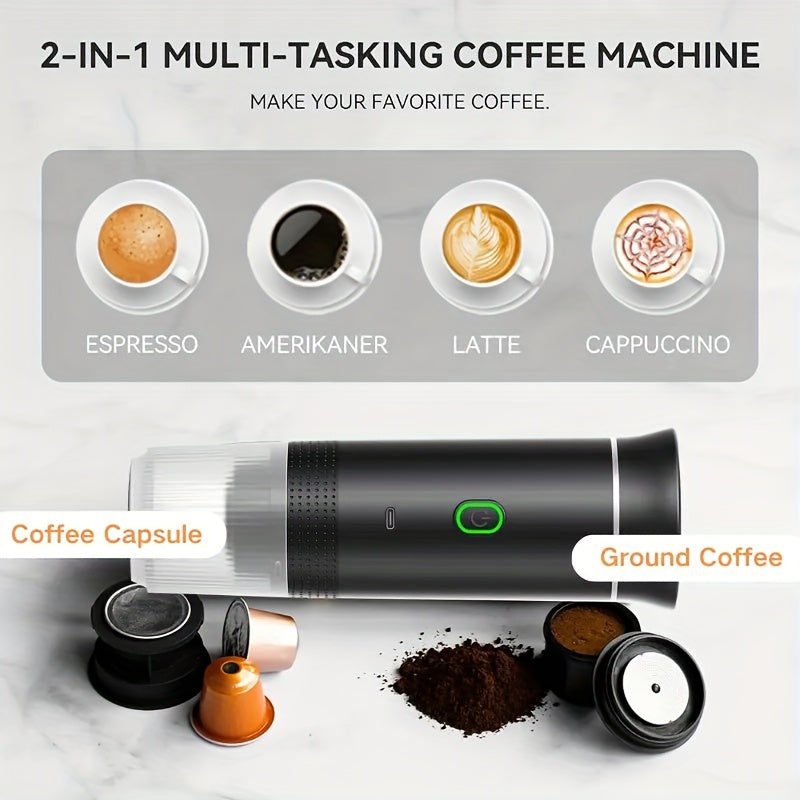 Portable Black USB Rechargeable Coffee Maker for Office and Travel