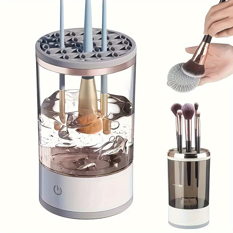 Electric Makeup Brush Cleaner with USB Dust-Proof Dryer and Rubber Cleaning for All Brush Sizes