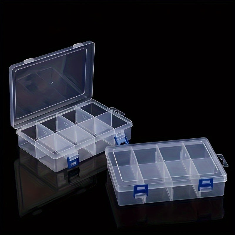 Transparent Storage Box with 8 Grids for Plastic Parts Organization
