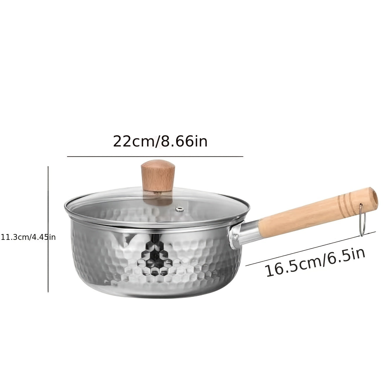 Cazo de acero inoxidable 2L compatible con inducción con tapa de madera para cocinar