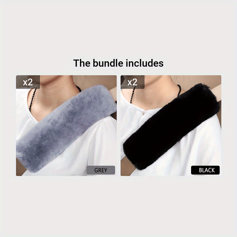 Faux Fur Car Seat Belt Pads Soft Plush Shoulder Cushion Anti-Slip