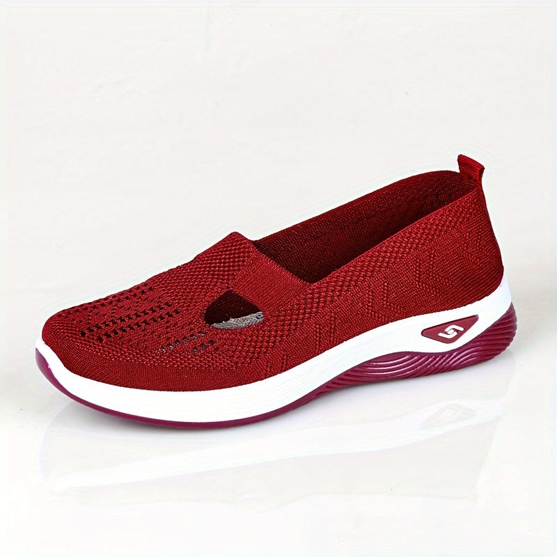 Women's Knitted Flats with Breathable Mesh Soft Sole and Cut-Out Design for Daily Wear