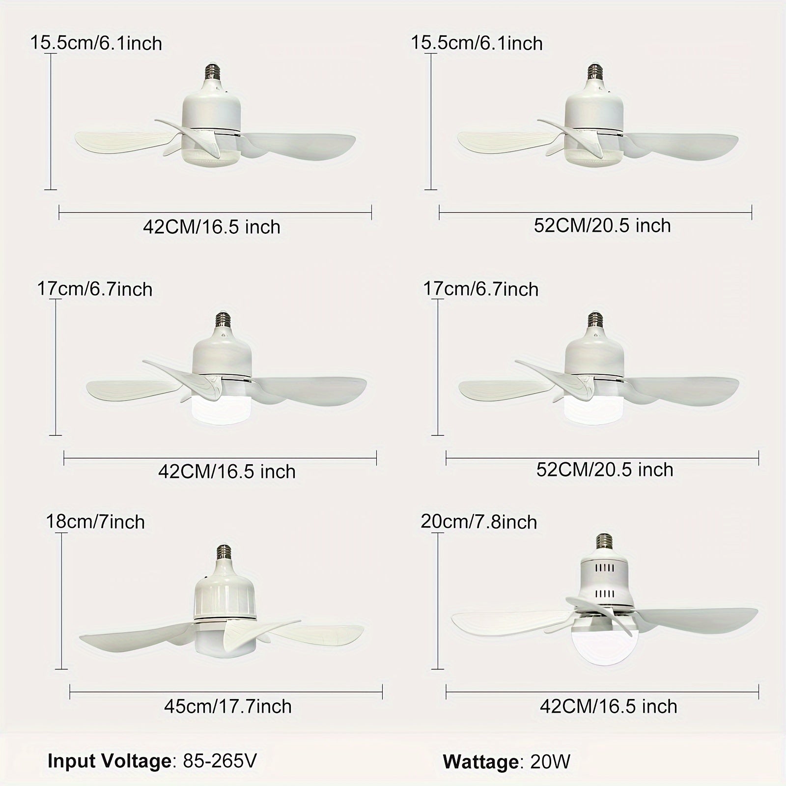 LED Ceiling Fan Light with Remote Control Adjustable 3-Speed Timer for Bedroom Living Room