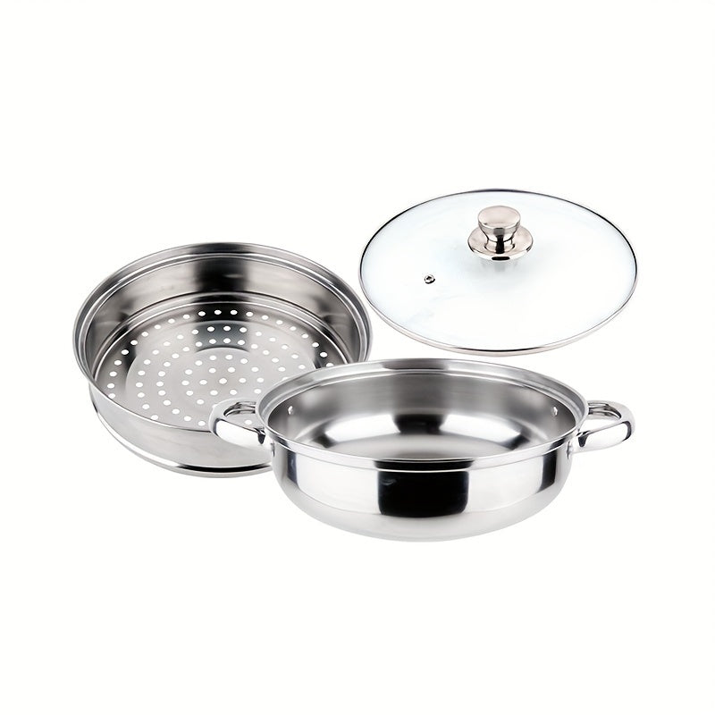 Stainless Steel Multipot with Steamer Basket Double Layer Soup and Steam Pot