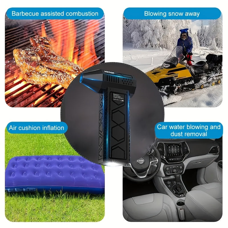 Gipertezlikda ishlaydigan qo'l bloveri, ichki chiroq bilan - USB orqali zaryadlanadigan, 10000mAh batareya, oshxonalarni, ochiq joylarni va hammomlarni tozalash uchun ko'p funksiyali jet fan.