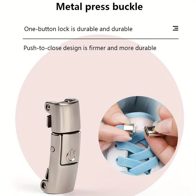 Unisex Elastic No Tie Shoelaces Set Widened Flat Dress Shoe Laces