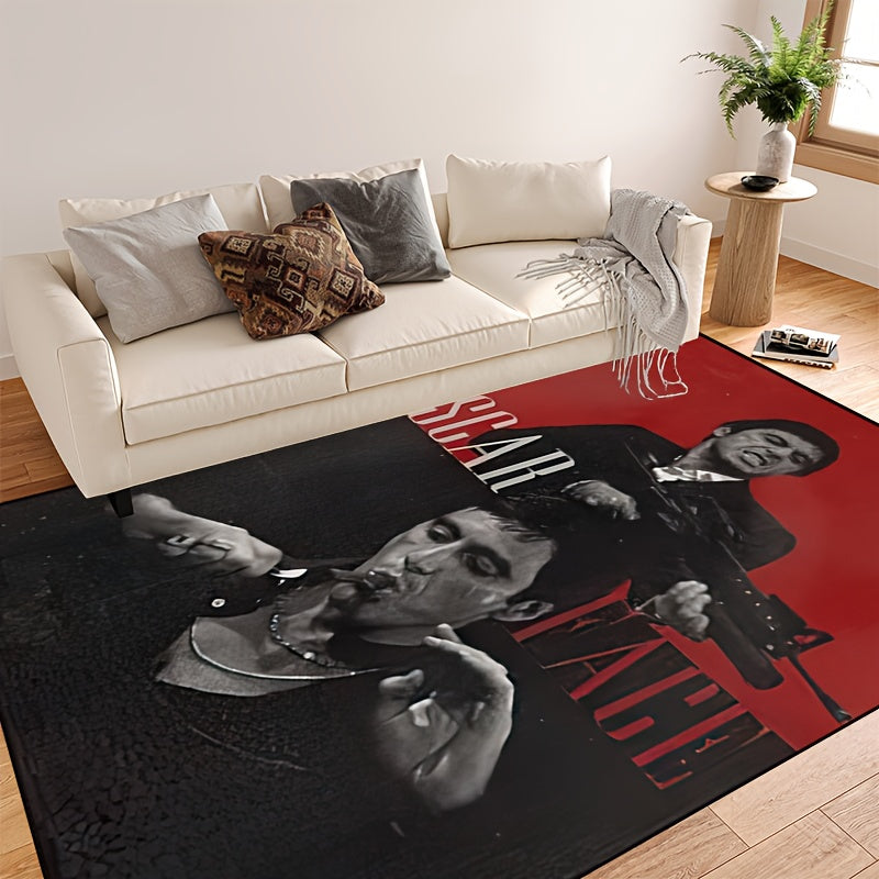 Scarred Man Cigar Gun Area Rug Non-Slip Washable Multiple Sizes
