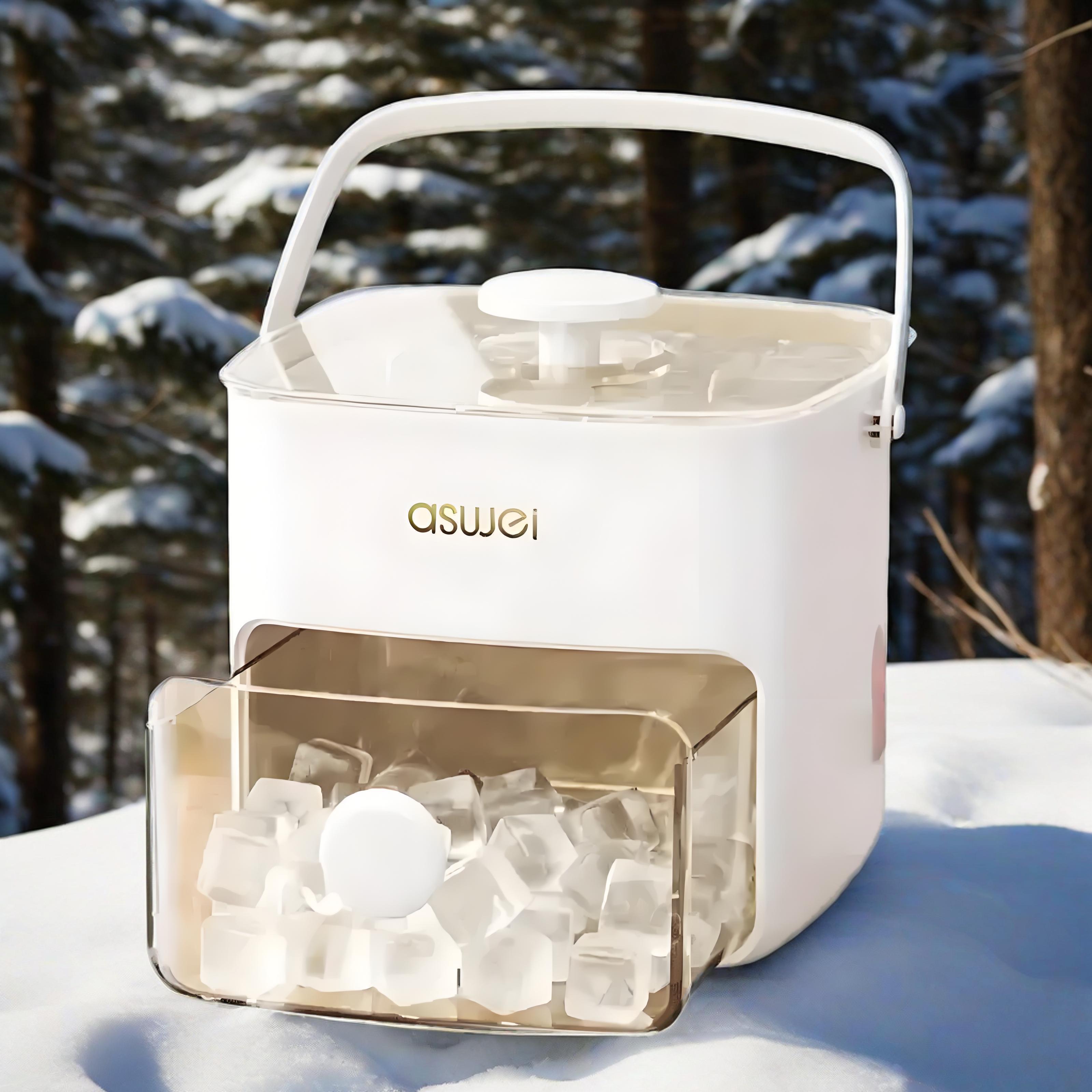 Portable Handheld Ice Maker with Easy-Press Lid, 22.68 KG/24H, Square Ice Cubes