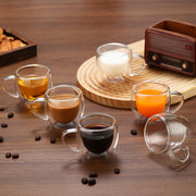 Juego de 6 tazas de café de vidrio de doble pared resistentes al calor para espresso y bebidas calientes