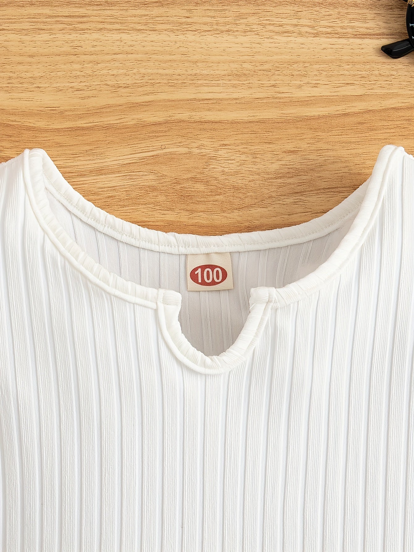 Girls Summer Outfit Set with Top and Shorts Bow Belt Solid Color Sleeveless Casual