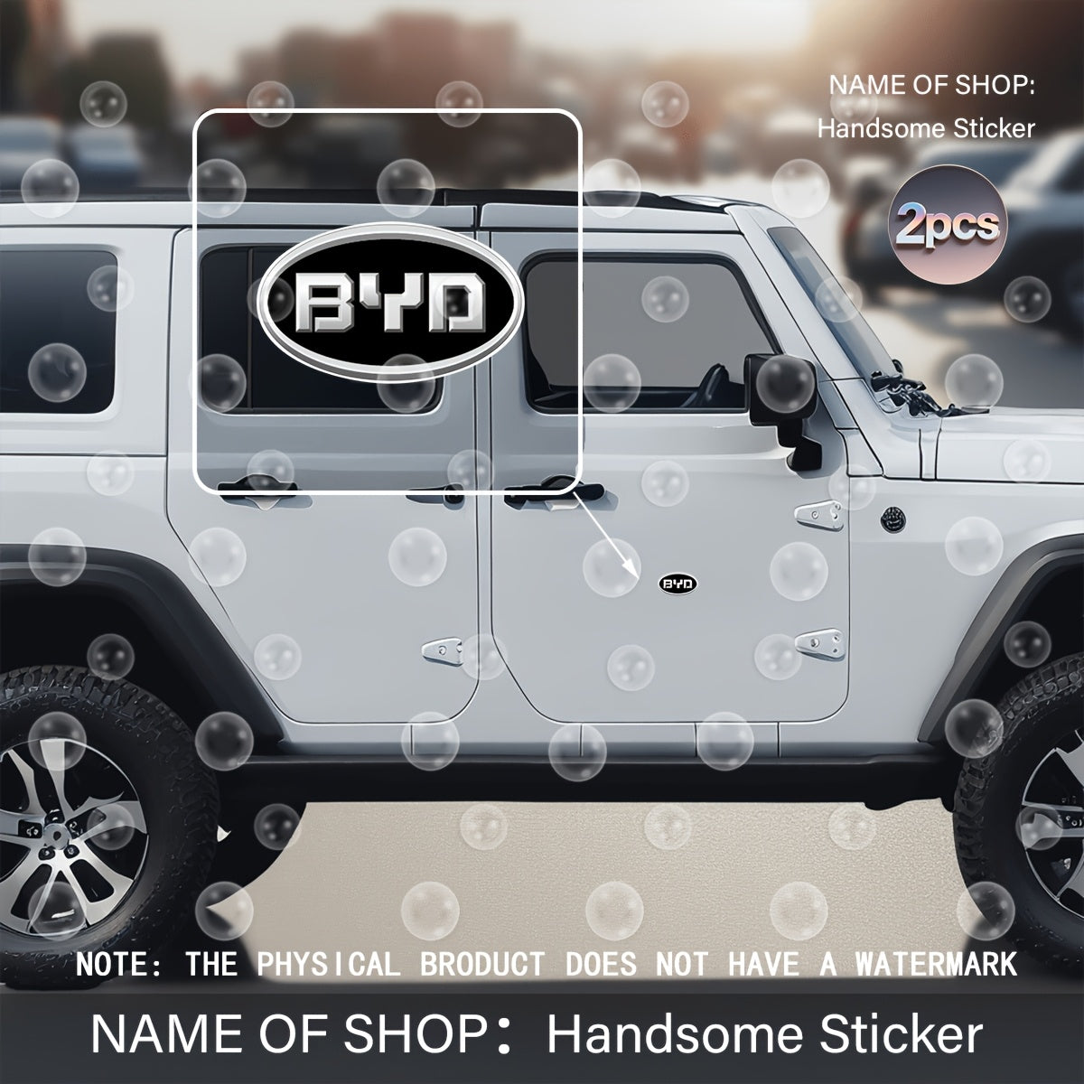 Pack de 2 calcomanías impermeables de vinilo para coche y portátil, pegatinas creativas