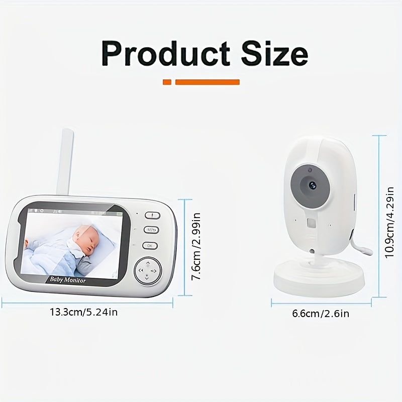 Baby Monitor with 720P HD Camera 8.89cm LCD Screen Night Vision Two-Way Audio Temperature Display