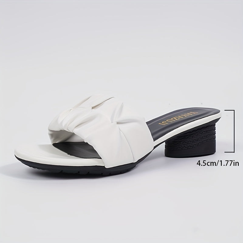 Women's Slip-On Sandals Leather Comfortable Exposed Toes Heels