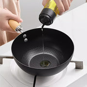 Wok de hierro fundido de 20cm, sartén tradicional china antiadherente para cocinas de gas y eléctricas