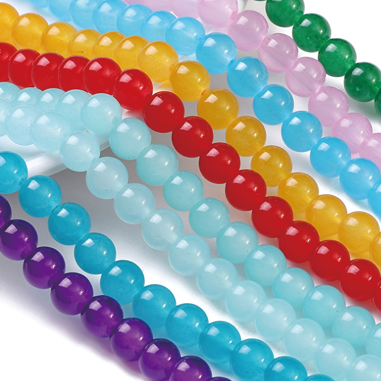 Set of 1400 Double Glass Jelly Beads 6mm for Jewelry Making and DIY Crafts