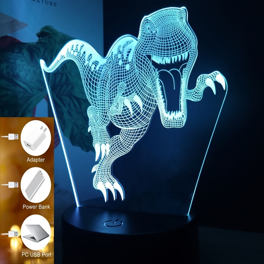 3D Dinosaur Nightlight with 7-Color Touch Control for Kids and Living Room Decor