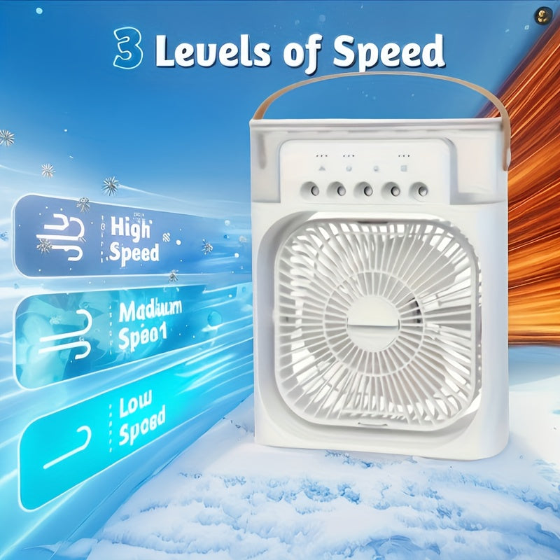 3 tezlikli USB zaryadlash uchun stol fanasi, sovutish bug'lari bilan ABS plastmassa, kompakt ofis va yotoqxona uchun