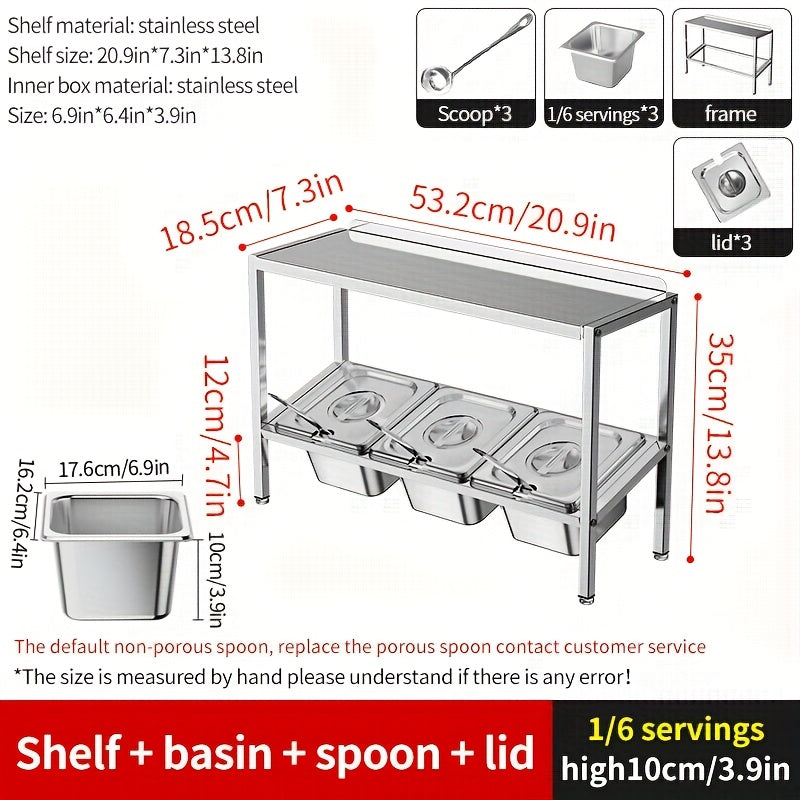 Stainless Steel 3-Tier Kitchen Organizer with Lids for Spices Fruits Storage