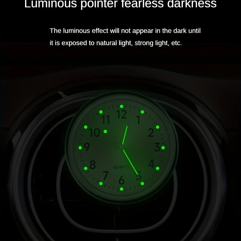 Mini Quartz Car Dashboard Clock Luminous Decorative Car Accessories