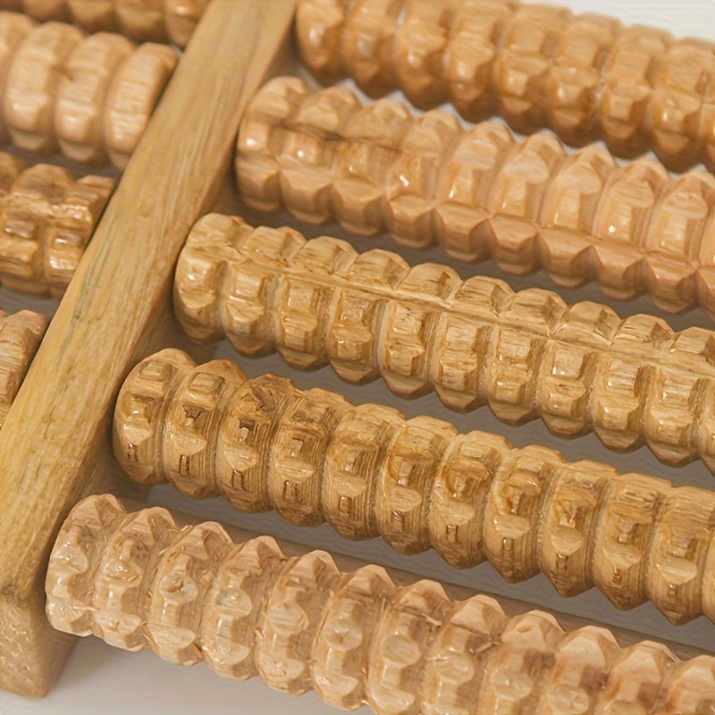 Handmade Wooden Foot Massager with Dual Rollers for Pain Relief and Blood Flow