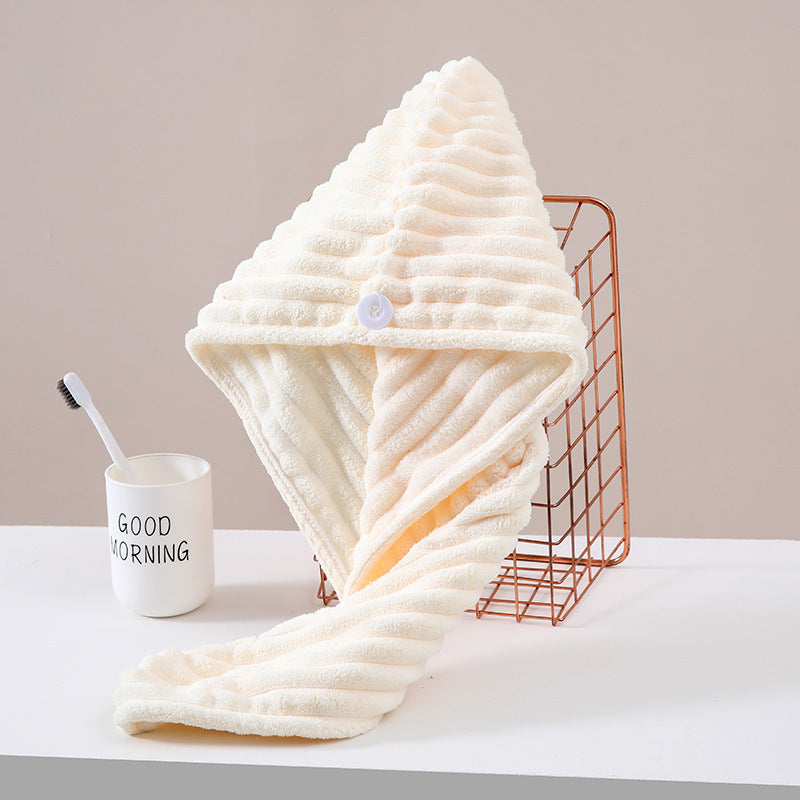 Women’s Quick-Dry Hair Towel Wrap Ultra-Absorbent Coral Fleece Double-Layer Polyester