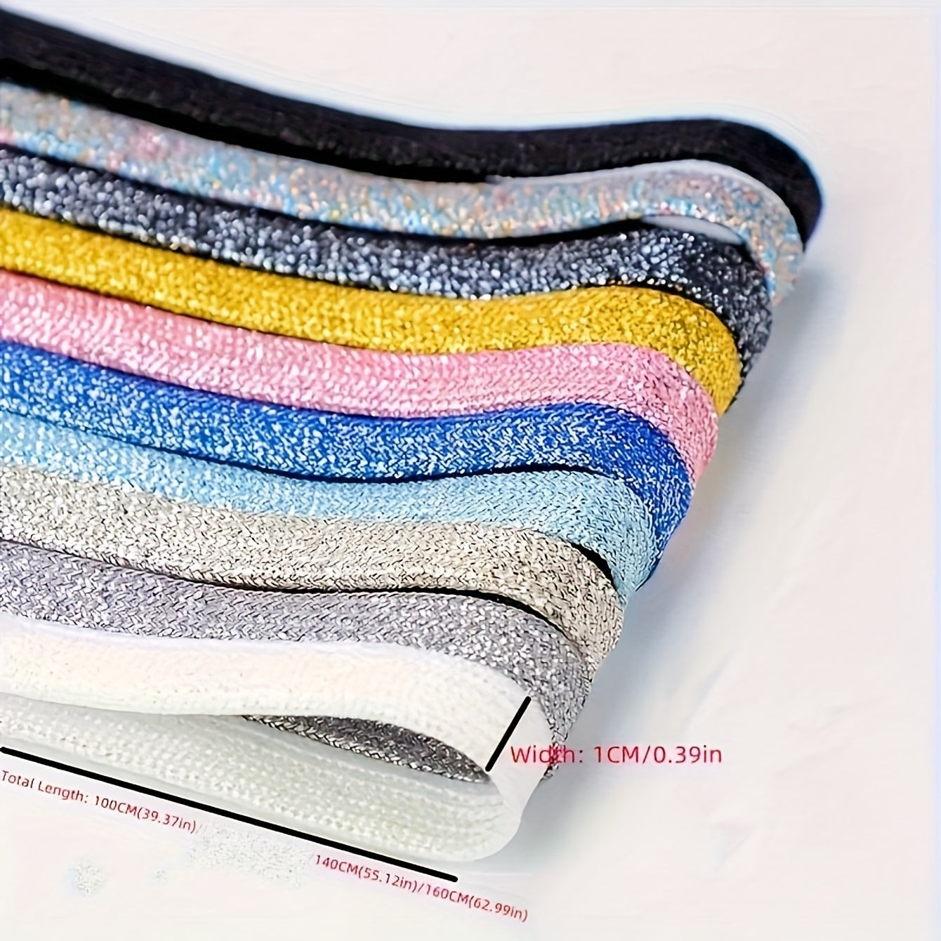 Unisex Pearlescent Colorful Shoelaces 120Cm Glitter Silk White Black