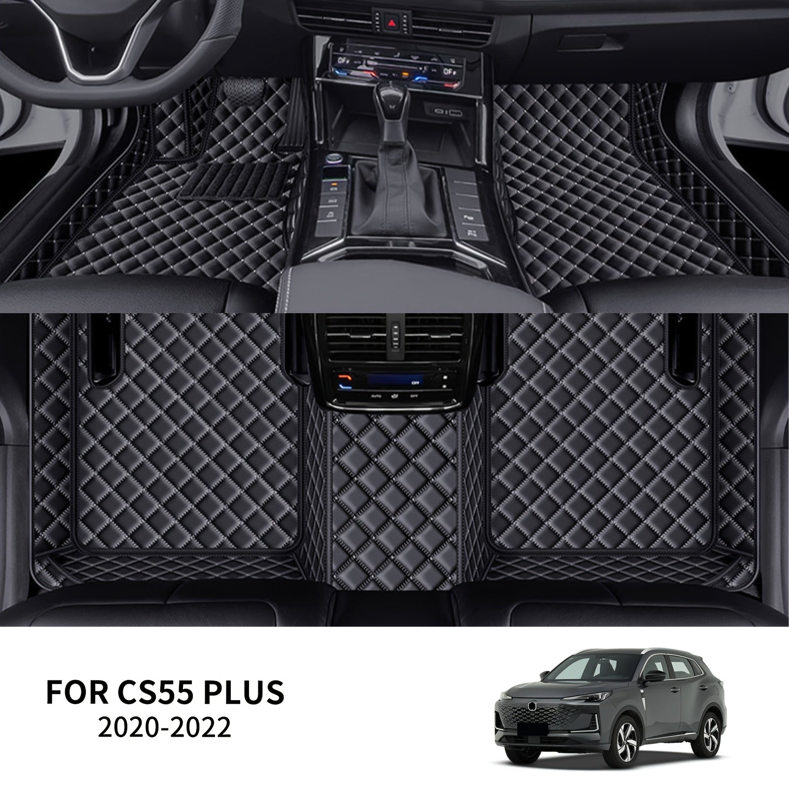 Car Floor Mat Set Faux Leather All-Weather 3D Durable Easy to Clean