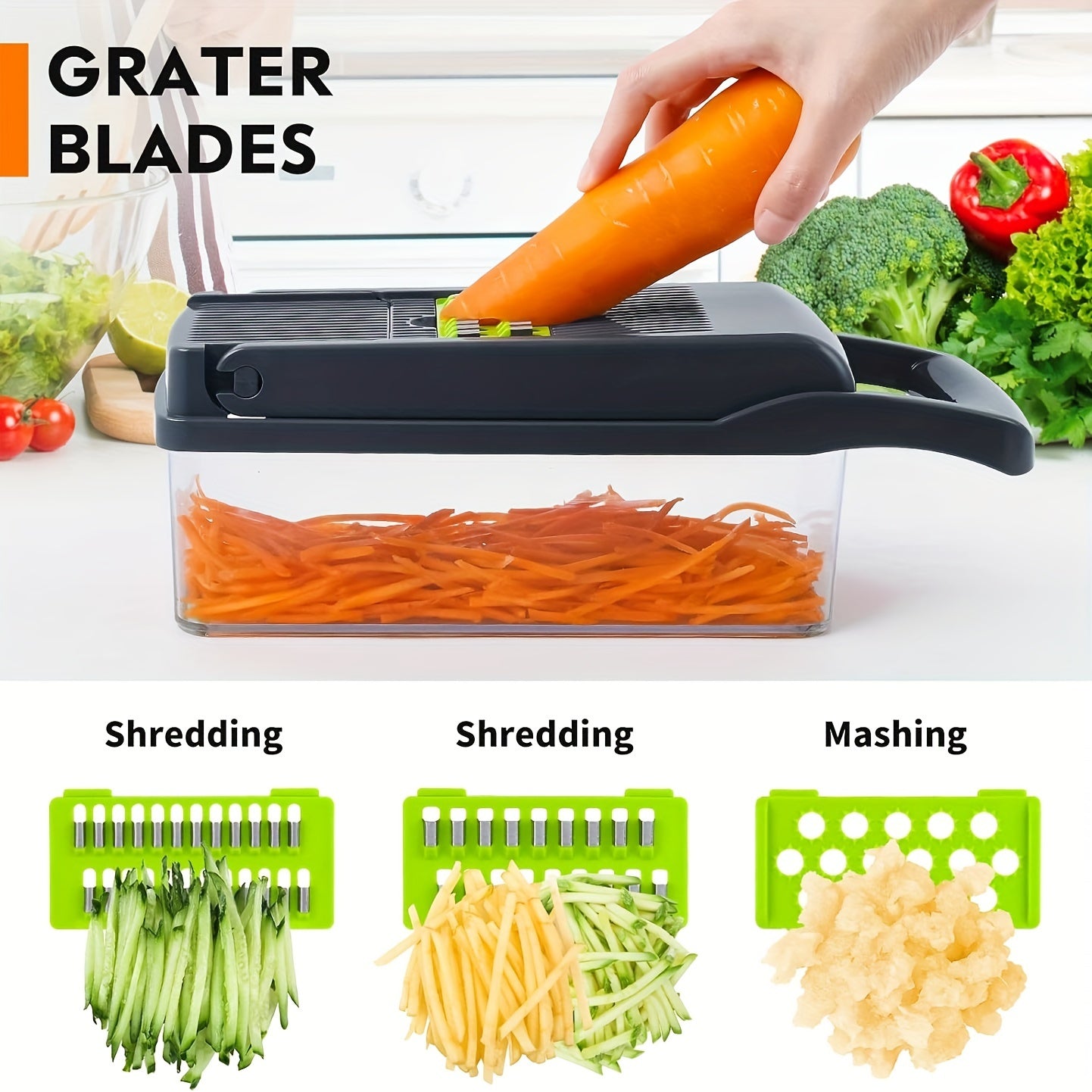 16-In-1 Vegetable Chopper Slicer Set with 8 Blades and Onion Mincer
