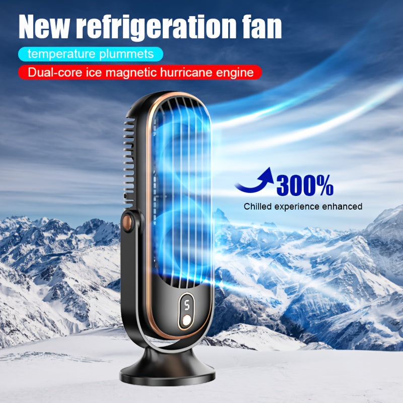 Portable Fan with 5 Speeds, 720° Oscillation, USB Rechargeable Battery