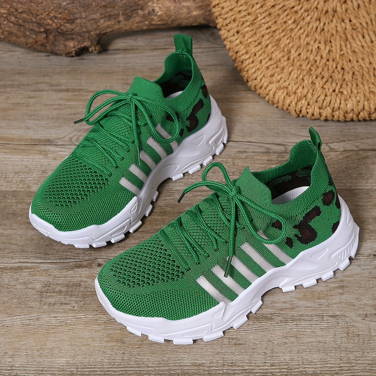 Zapatillas atléticas transpirables con estampado de leopardo para mujer, ideales para correr y hacer ejercicio
