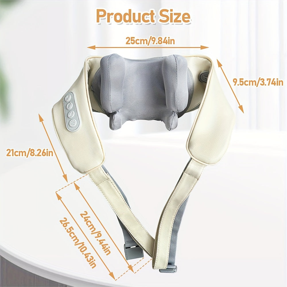 Rechargeable Heated Shiatsu Massager for Neck Shoulders Back Legs and Head with Lithium Battery and USB Compatibility