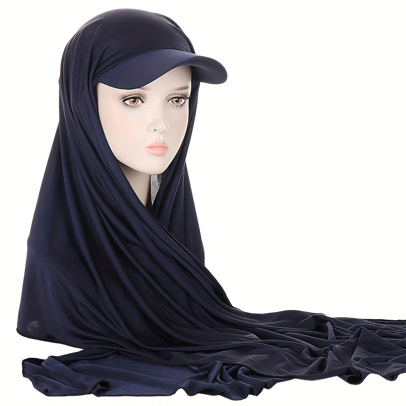 Lightweight Solid Color Chiffon Hijab Cap and Headscarf for Outdoor and Daily Wear