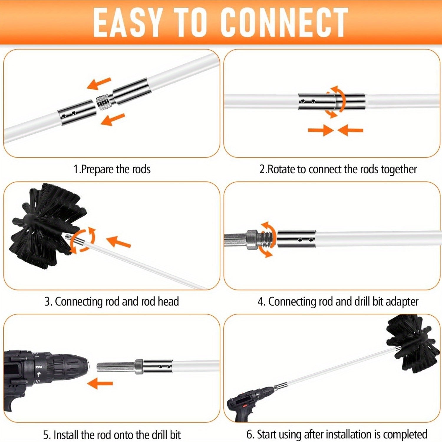 Chimney Sweep Kit for 9.14 Meters with Dryer Vent Cleaner and Nylon Rods