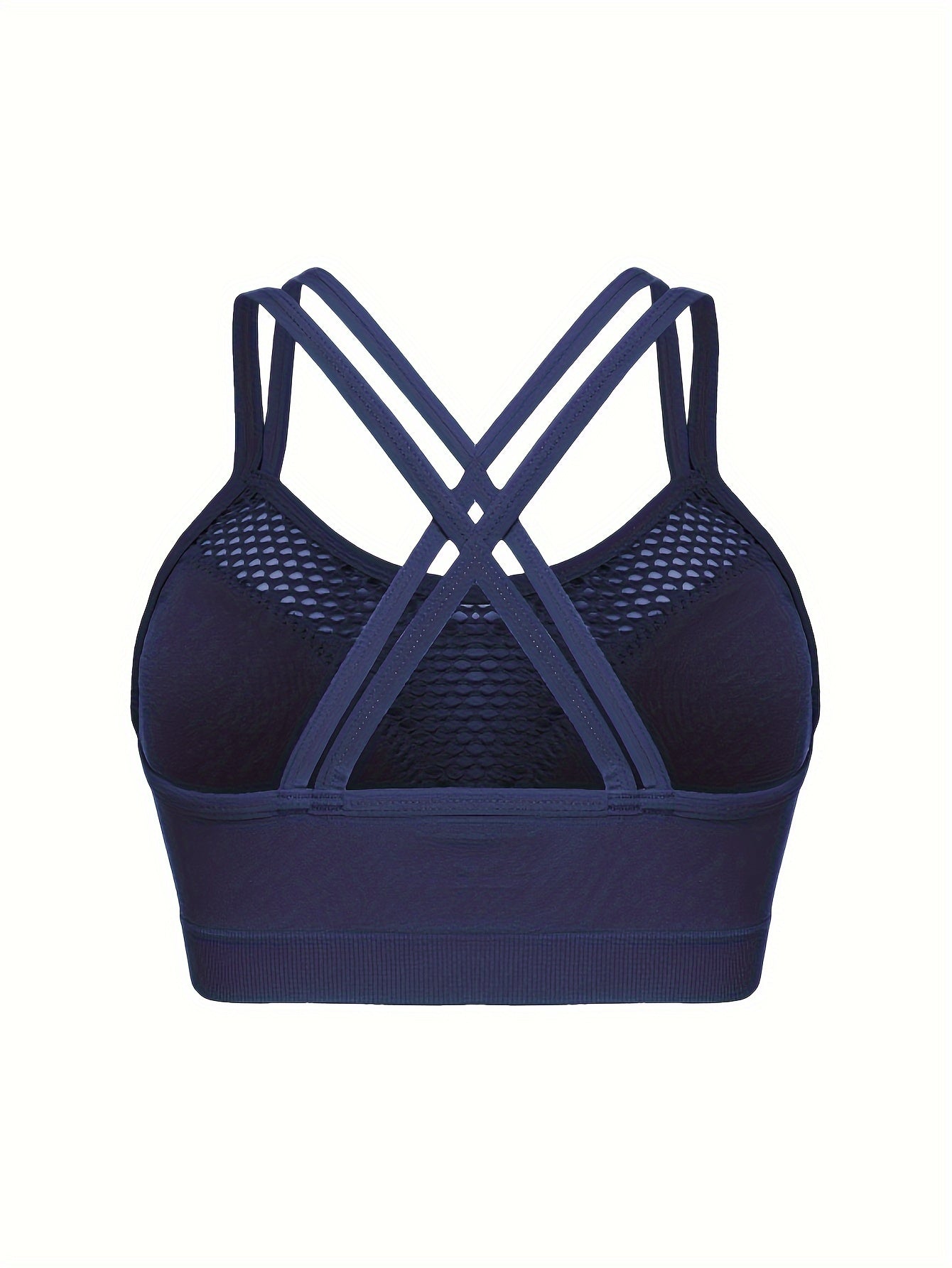 Women's Plus Size Cross-Strap Backless Sports Bras Wireless Hollow-Out Workout Wear