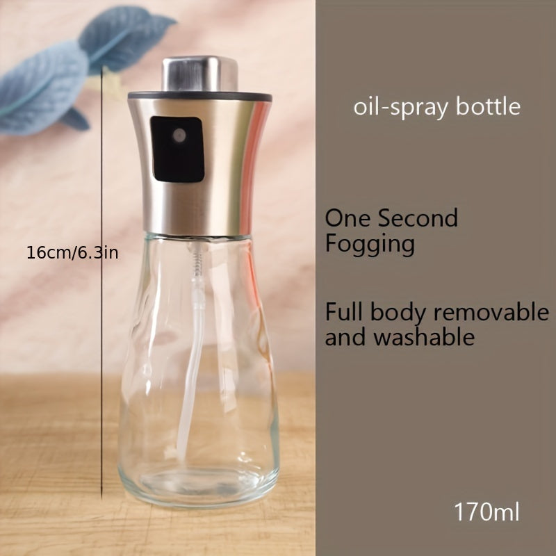 Glass Olive Oil Sprayer 170ml Stainless Steel Vinegar Dispenser Leak-Proof Kitchen Use
