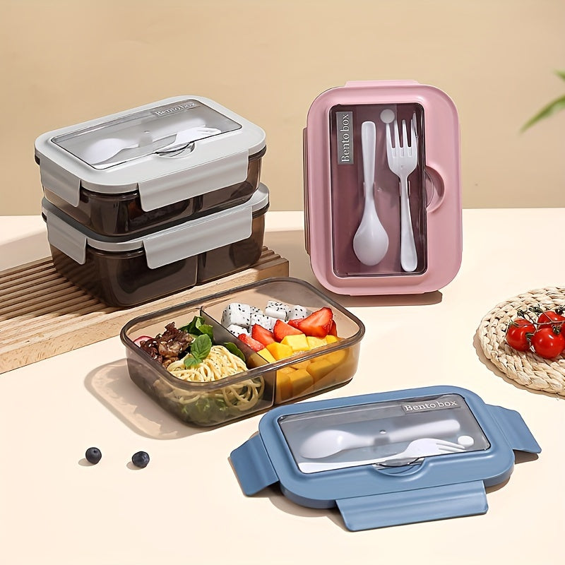 Microwave Safe Bento Lunch Box with Cutlery Leak-Proof Square Food Container for Office and School