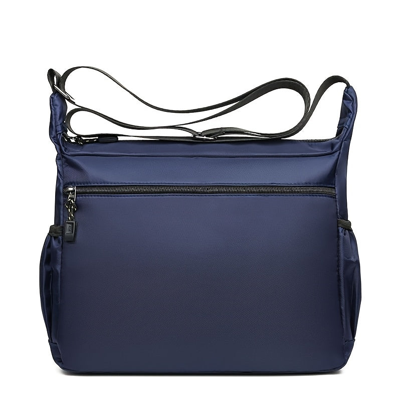 Men's Casual Nylon Shoulder Bag Waterproof Wear-Resistant Large Capacity Multi-Pocket Adjustable Strap