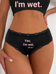 Jozibador dantel ayollar ichki kiyimlari, nozik dantel qirralari bilan, qulay va nafas oladigan nylon/elastan aralashmasi, ko'rinmaydigan, qo'l bilan yuvish mumkin, qora rangda.