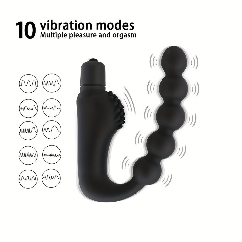 Men Silikon Beads Anal Prostata Massager Vibrator Butt Plug bilan 10 ta rejim