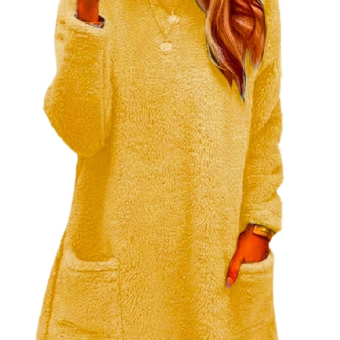 Толстовка женская большого размера из мягкого флиса с длинными рукавами, круглый вырез, пуловер