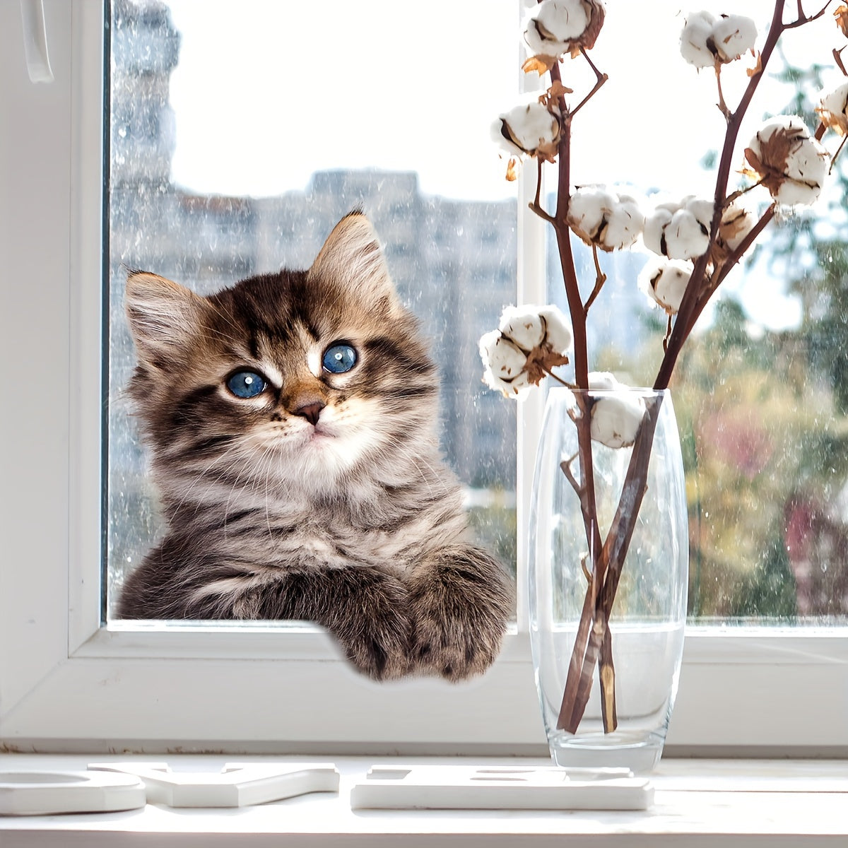 Kitten Window Sticker Static Cling Decor for Glass and Walls