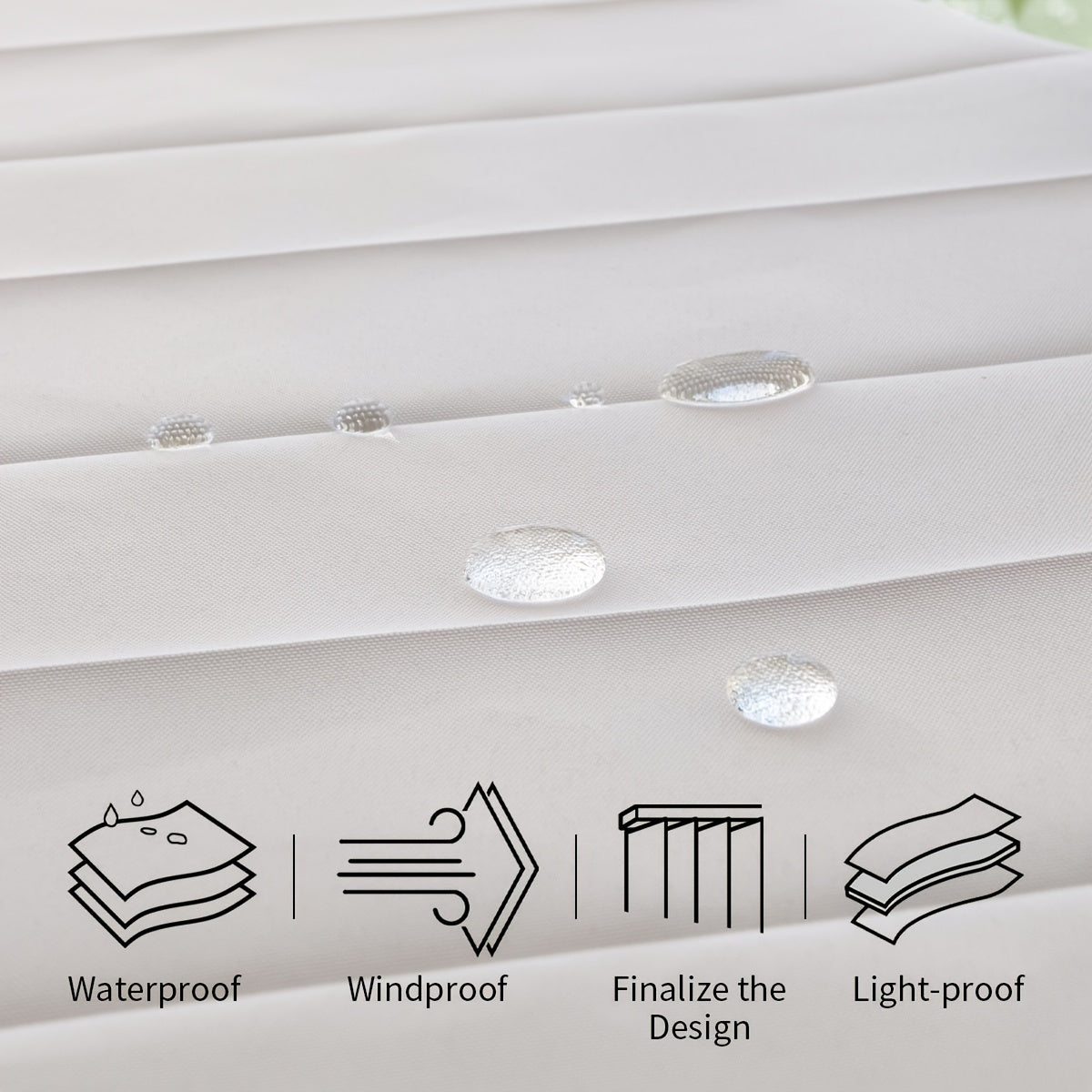 Folding Shower Curtain White Blue Moisture-Resistant 180cm x 180cm