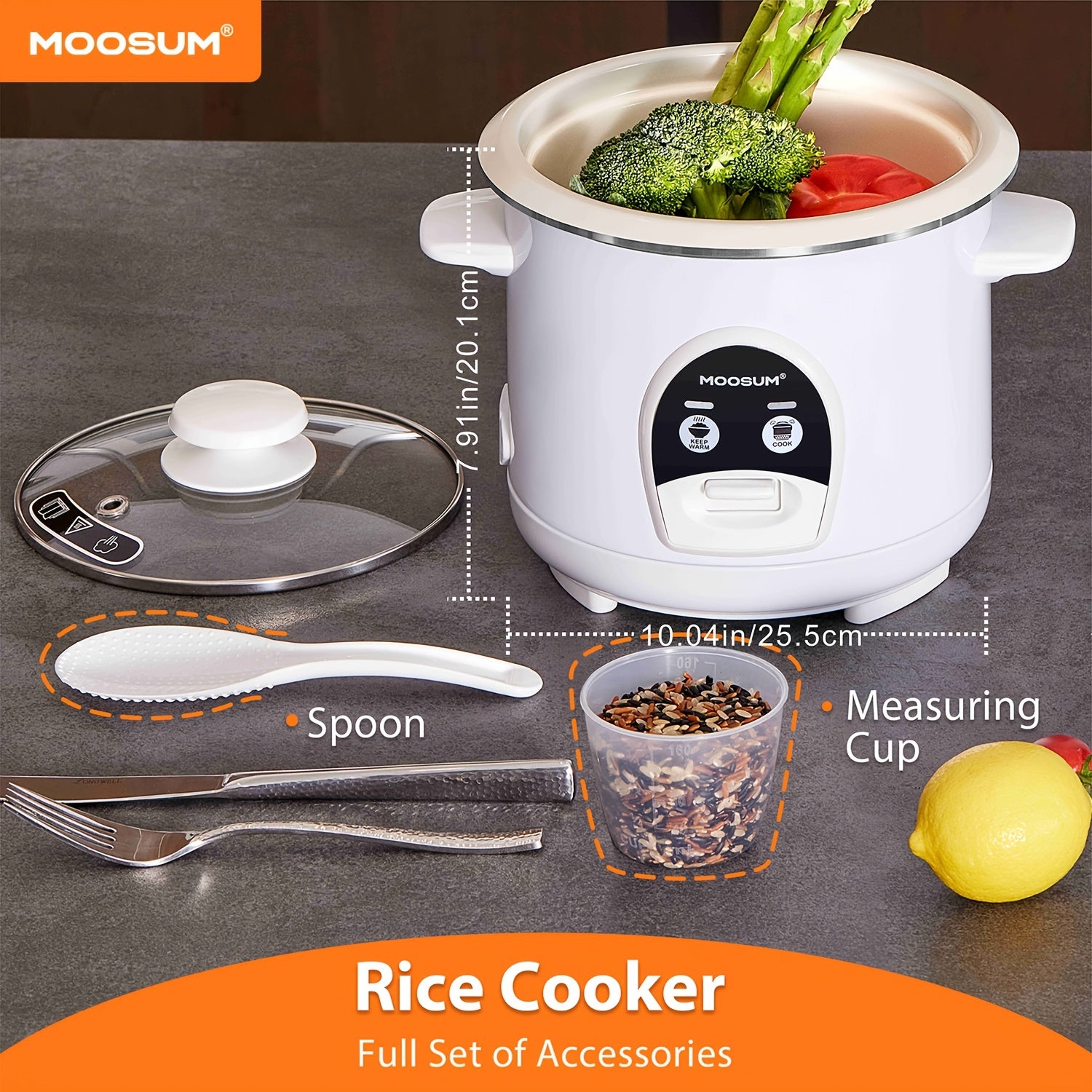 Gʻovurilgan pishirgich 0.6L 3-toʻp, bitta tugma bilan tez tayyorlash, issiq holda saqlash, qoshiq va o‘lchov stakan bilan