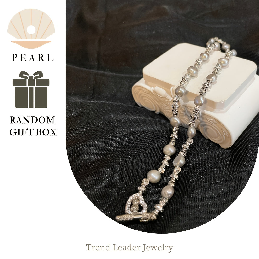 Freshwater Pearl Necklace with Zirconia Heart Clasp and Natural Pearls for Women